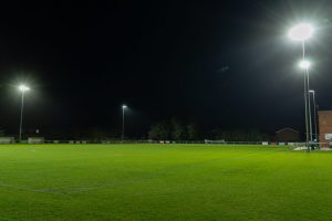 LED stadium lighting, designed and installed for Beverly Town Football Club