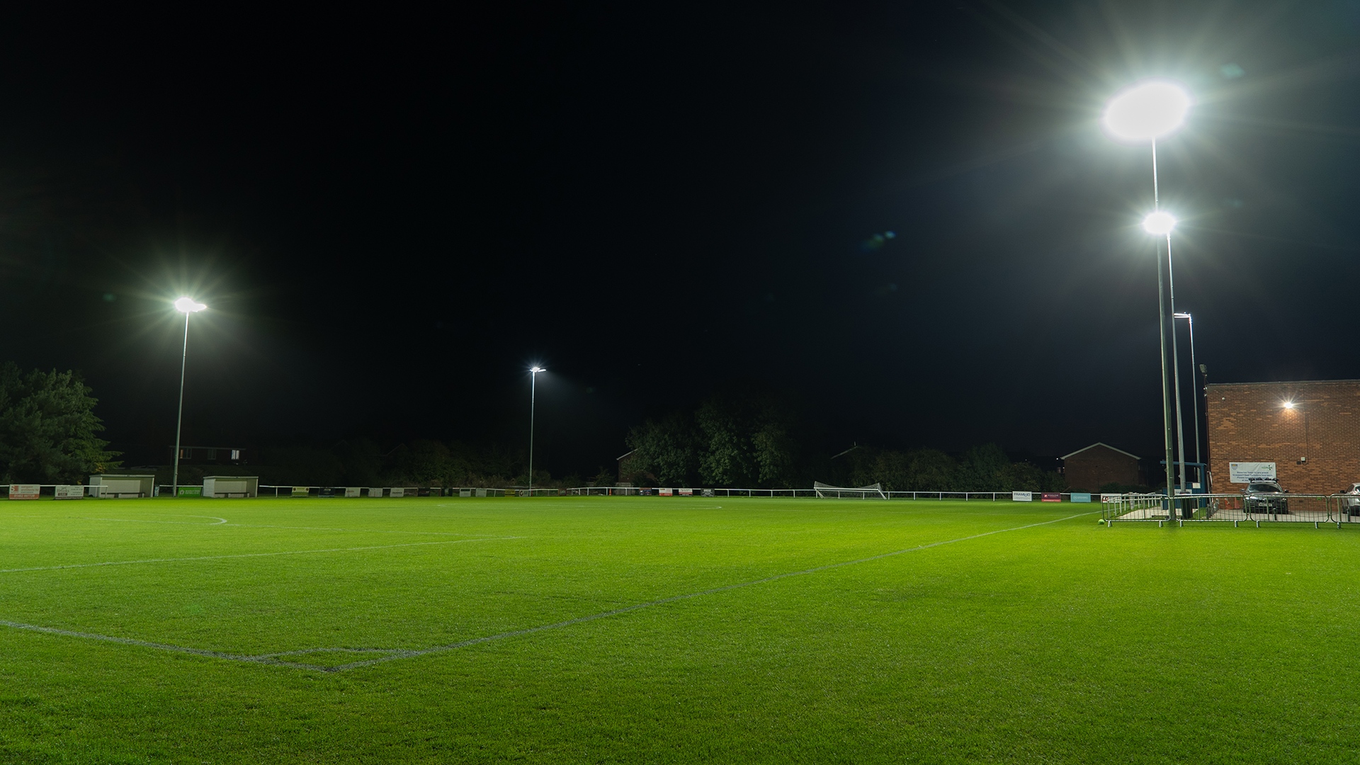 LED stadium lighting, designed and installed for Beverly Town Football Club