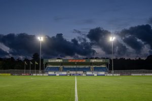 Challenger 1 LED floodlights fitted by Abacus Lighting for Haverfordwest County AFC