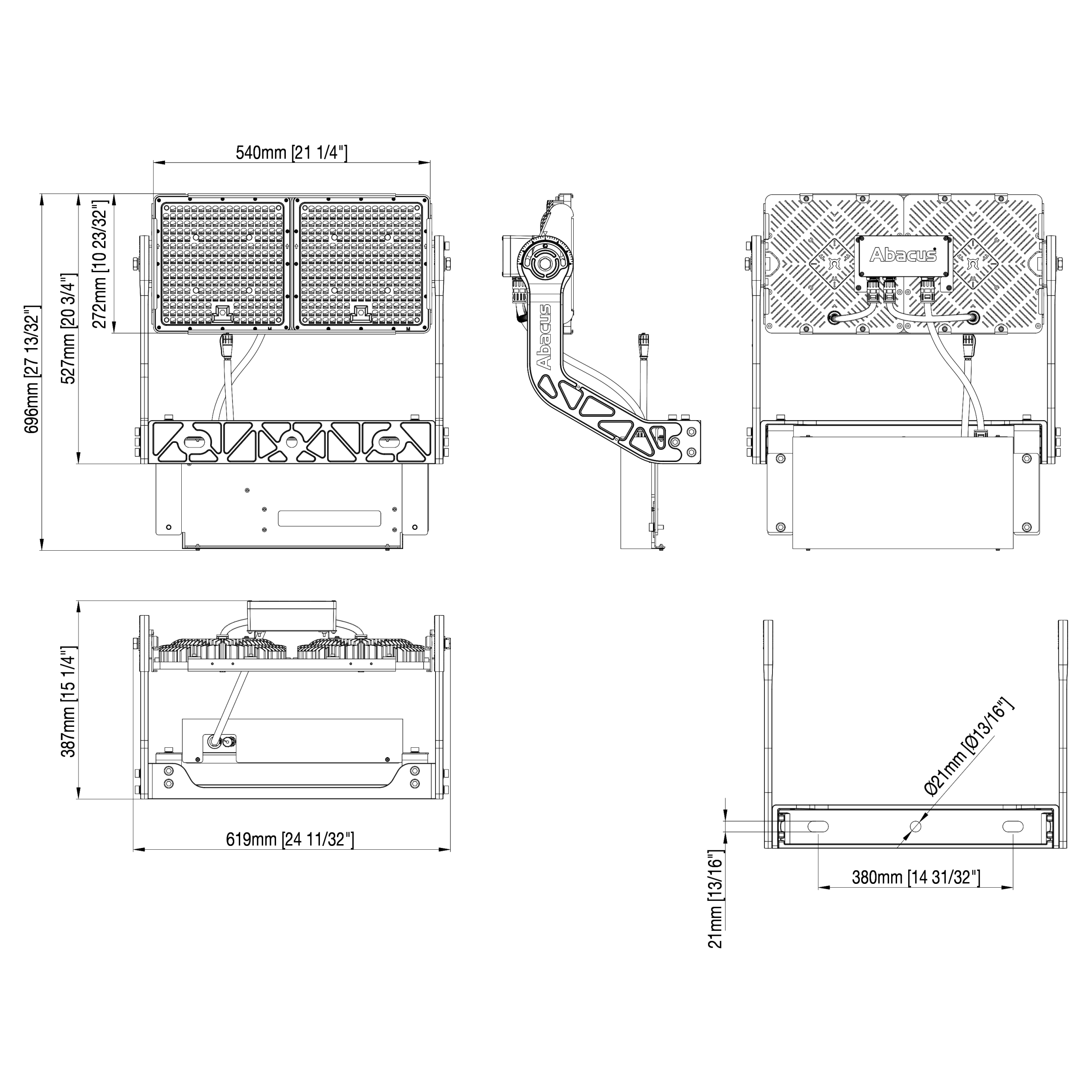 Challenger 1 LED - 2 module dimensions