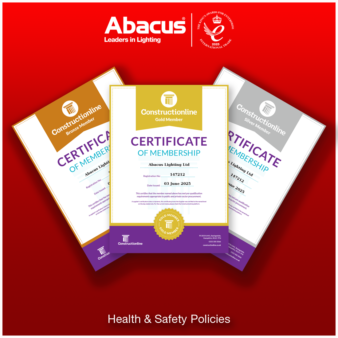 Constructionline Gold, Silver & Bronze Certificates