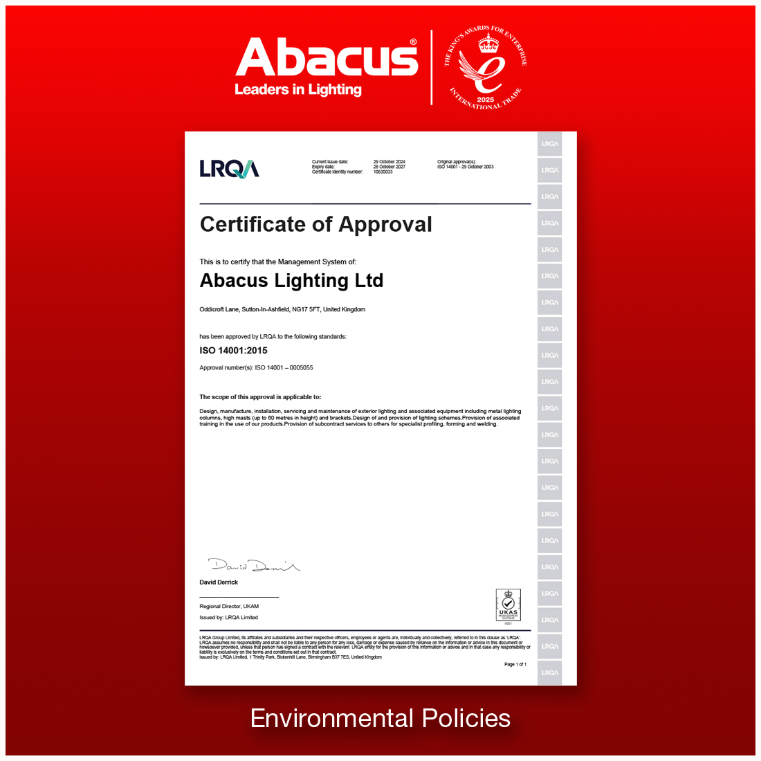 ISO 14001:2015 Certificate
