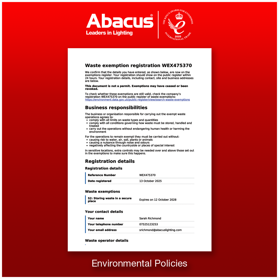 Waste Exemption Registration