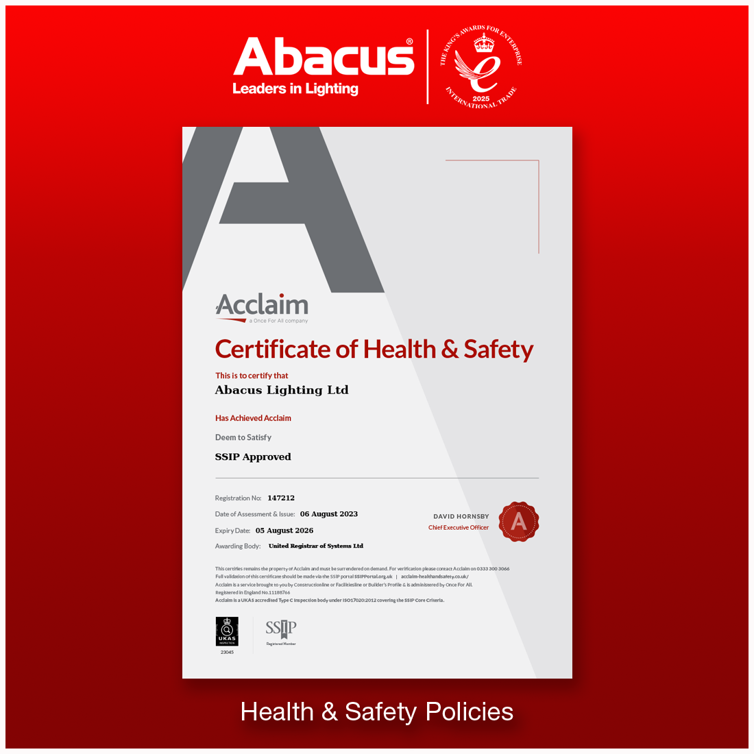 Acclaim Health & Safety Certificate